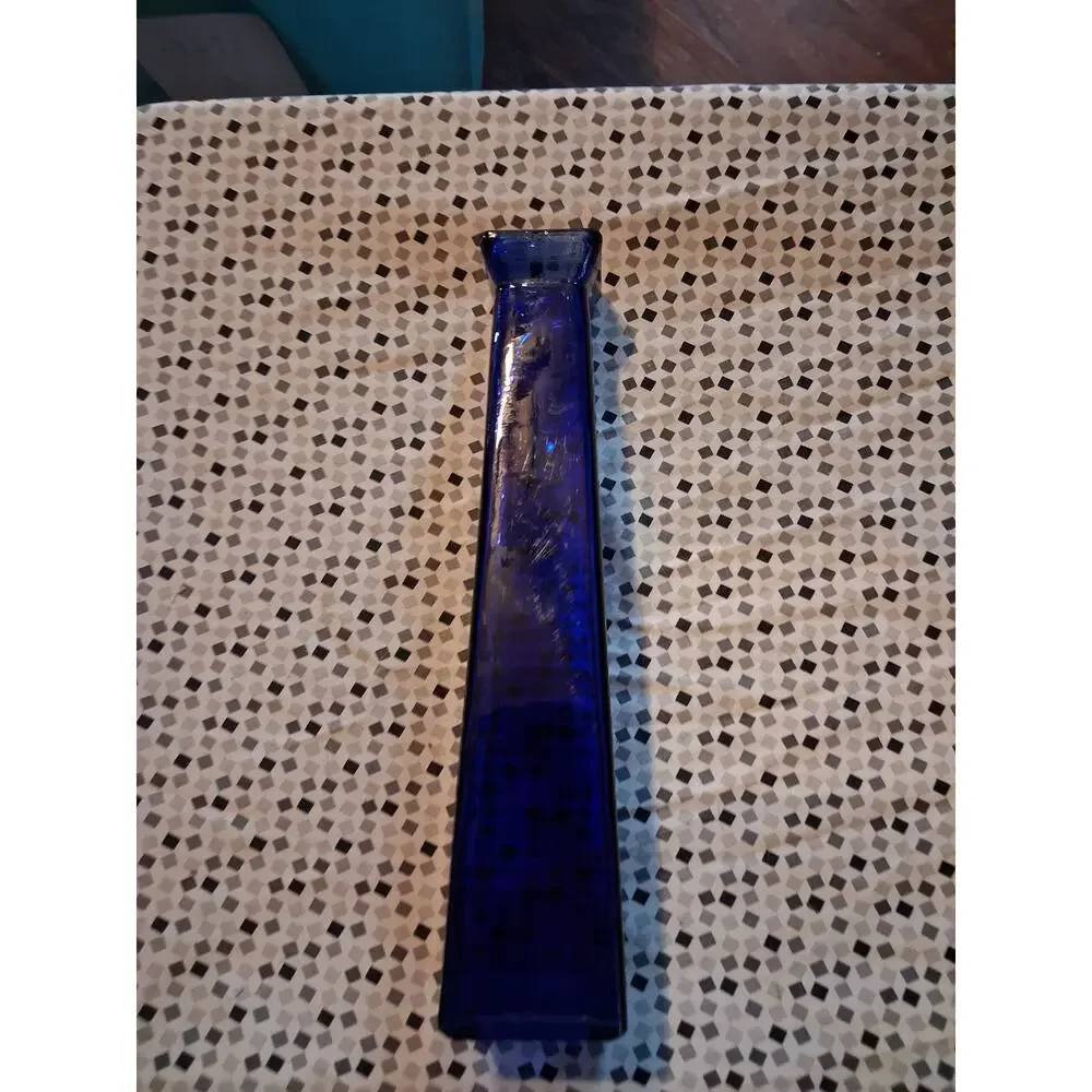 Colbalt Blue Vase 11-inch-Tall Square Pyramidal Flower Vase